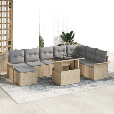 Vidaxl Hagesofa Set 9 pcs Beige