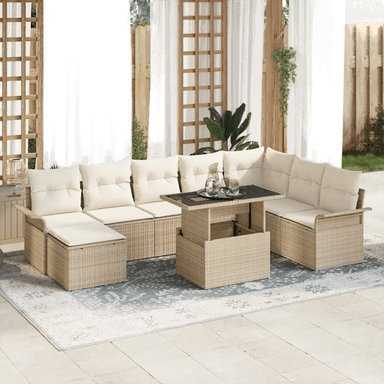 Vidaxl Hagesofa Set 9 pcs Beige