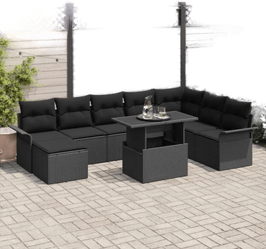 Vidaxl Hagesofa Set 9 pcs Svart