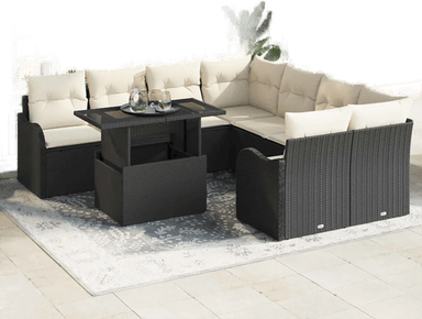 Vidaxl Hagesofa Set 9 pcs Svart