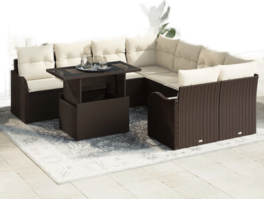 Vidaxl Hagesofa Set 9 pcs Brun