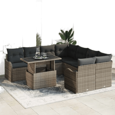 Vidaxl Hagesofa Set 9 pcs Grå