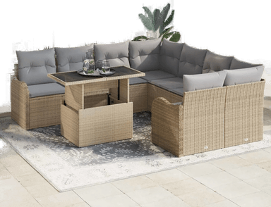 Vidaxl Hagesofa Set 9 pcs Beige