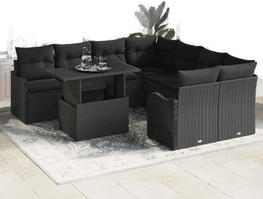 Vidaxl Hagesofa Set 9 pcs Svart