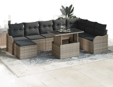 Vidaxl Hagesofa Set 9 pcs Grå