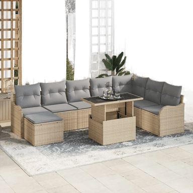 Vidaxl Hagesofa Set 9 pcs Beige