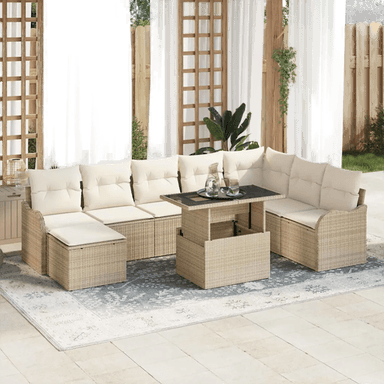 Vidaxl Hagesofa Set 9 pcs Beige