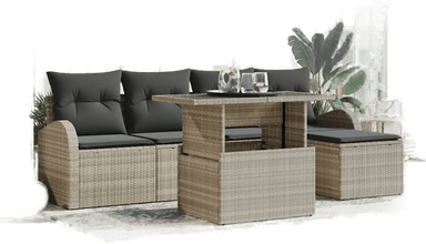 Vidaxl Hagesofa Set 6 pcs Lysegrå