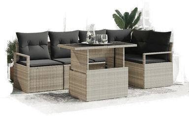 Vidaxl Hagesofa Set 6 pcs Lysegrå