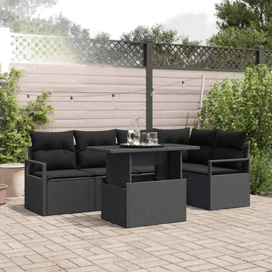 Vidaxl Hagesofa Set 6 pcs Svart