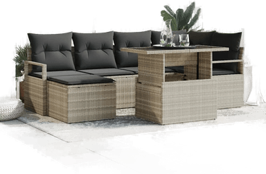 Vidaxl Hagesofa Set 7 pcs Lysegrå