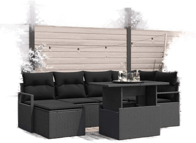 Vidaxl Hagesofa Set 7 pcs Svart