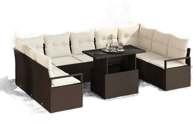 Vidaxl Hagesofa Set 10 pcs Brun Krem