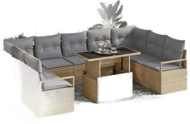 Vidaxl Hagesofa Set 10 pcs beige og lysegrå