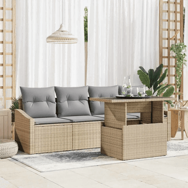 Vidaxl Hagesofa Set 5 pcs beige og lysegrå