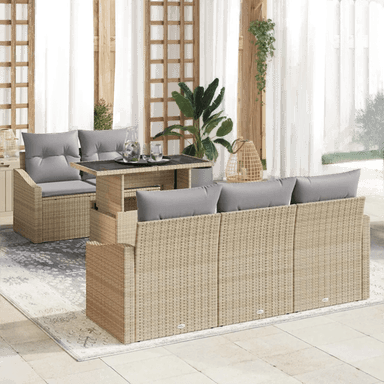 Vidaxl Hagesofa Set 6 pcs Beige og lys grå