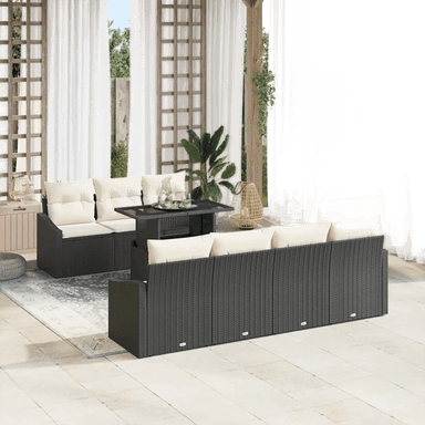 Vidaxl Hagesofa Set 8 pcs Svart og krem