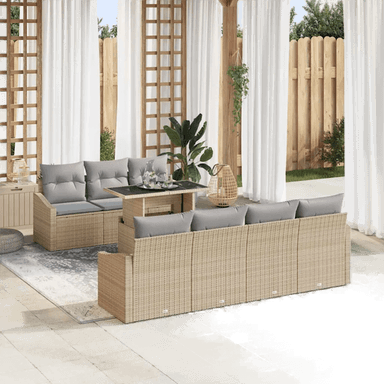 Vidaxl Hagesofa Set 8 pcs Beige og lys grå