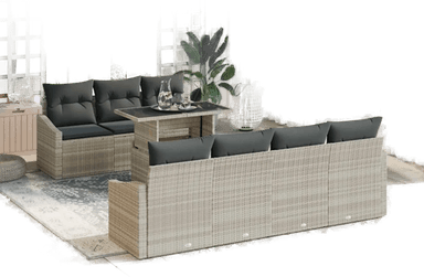 Vidaxl Hagesofa Set 8 pcs Lysegrå