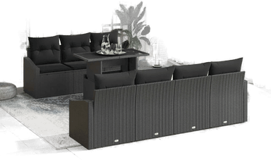 Vidaxl Hagesofa Set 8 pcs Svart