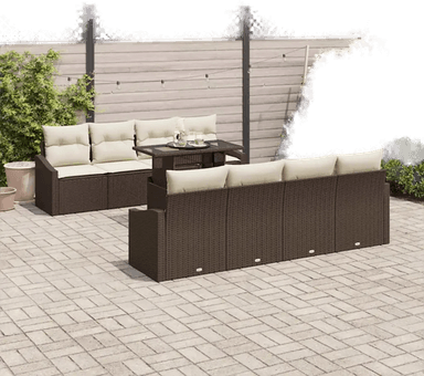 Vidaxl Hagesofa Set 7 pcs Brun Krem