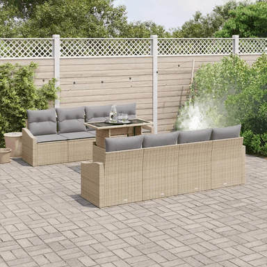 Vidaxl Hagesofa Set 7 pcs Beige og lys grå
