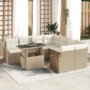 Vidaxl Hagesofa Set 9 pcs Beige