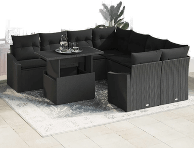 Vidaxl Hagesofa Set 9 pcs Svart