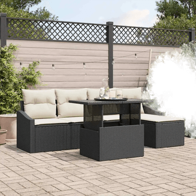 Vidaxl Hagesofa Set 6 pcs Svart og krem