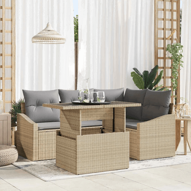 Vidaxl Hagesofa Set 5 pcs Beige og lys grå