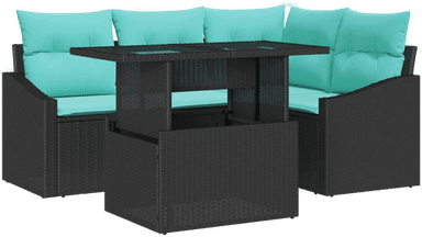 Vidaxl Hagesofa Set 6 pcs Svart og krem