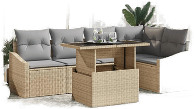 Vidaxl Hagesofa Set 6 pcs beige og lysegrå