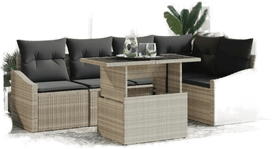 Vidaxl Hagesofa Set 6 pcs Lysegrå