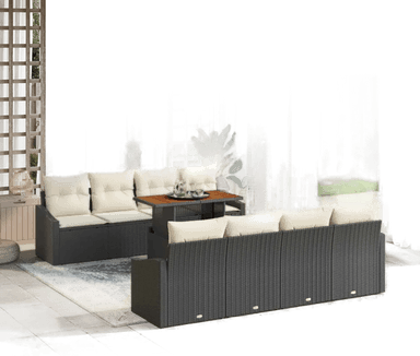 Vidaxl Hage Spisegruppe 9 pcs Svart og krem