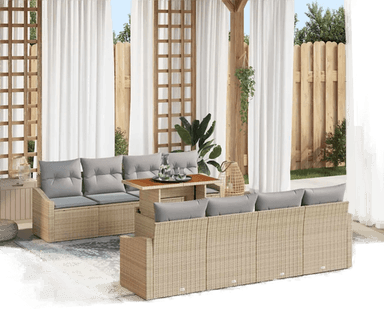 Vidaxl Hage Spisegruppe 9 pcs Beige og grå