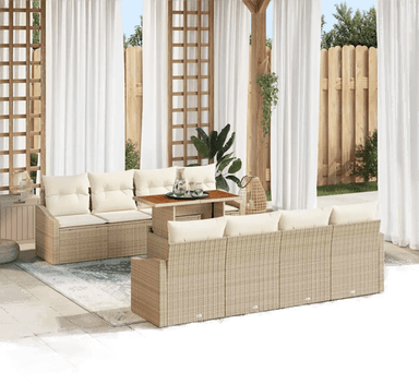 vidaXL Hage Spisegruppe 9 pcs Beige og krem