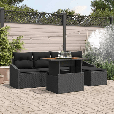 Vidaxl Hage Spisegruppe 6 pcs Svart og Brun