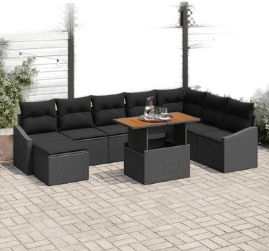 Vidaxl Hage Spisegruppe 9 pcs Svart og Brun