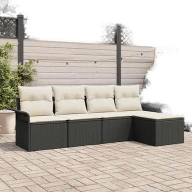 Vidaxl Hagesofa Set 5 pcs Svart