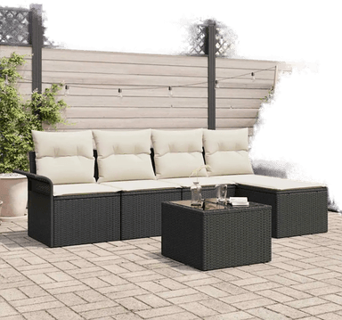 Vidaxl Hagesofa Set 6 pcs Svart