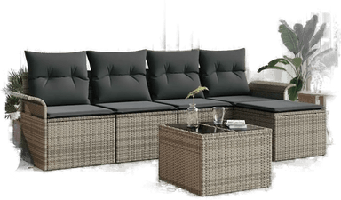 Vidaxl Hagesofa Set 6 pcs Grå