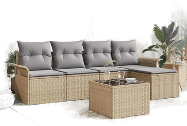 Vidaxl Hagesofa Set 6 pcs Beige