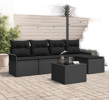 Vidaxl Hagesofa Set 6 pcs Svart