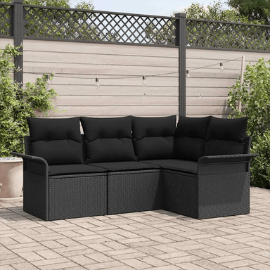 Vidaxl Hagesofa Set 4 pcs Svart