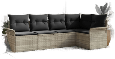 Vidaxl Hagesofa Set 5 pcs Lysegrå