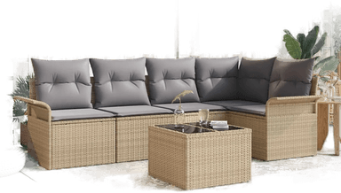 Vidaxl Hagesofa Set 6 pcs Beige
