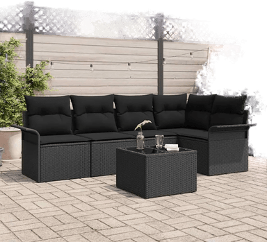 Vidaxl Hagesofa Set 6 pcs Svart