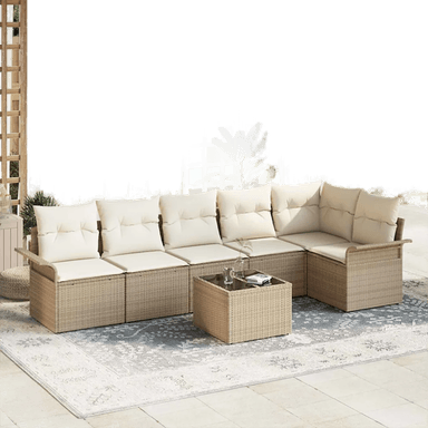 Vidaxl Hagesofa Set 7 pcs Beige