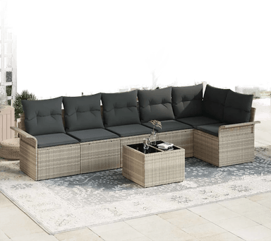 Vidaxl Hagesofa Set 7 pcs Lysegrå