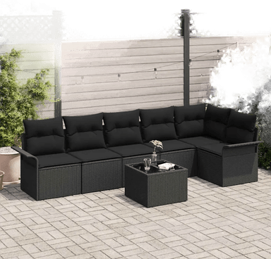 Vidaxl Hagesofa Set 7 pcs Svart